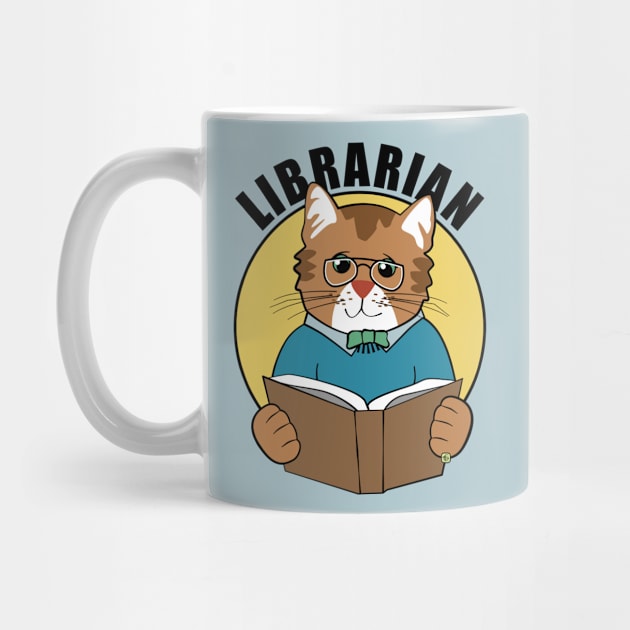 Librarian Cat Man Reading Book by Sue Cervenka